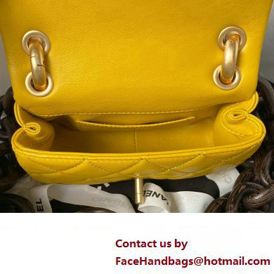 Chanel Mini Flap Bag in Lambskin  &  Ash-Wood AS4165 yellow 2023